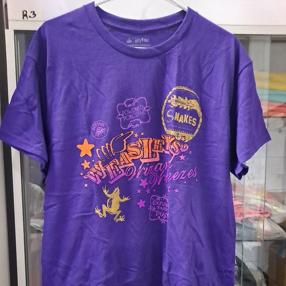 HARRY Potter WEASLEY WIZARD WHEEZES Adult PURPLE PROMO T-Shirt L NEW! - Picture 1 of 7